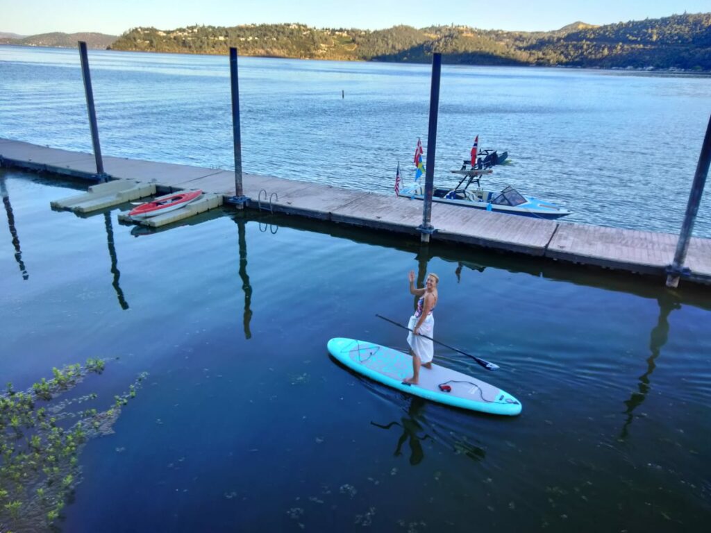 Jeanette on a paddle board